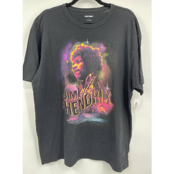 Old Navy Jimi Hendrix T-Shirt Graphic Pullover Black Large NEW Unisex - Picture 1 of 6